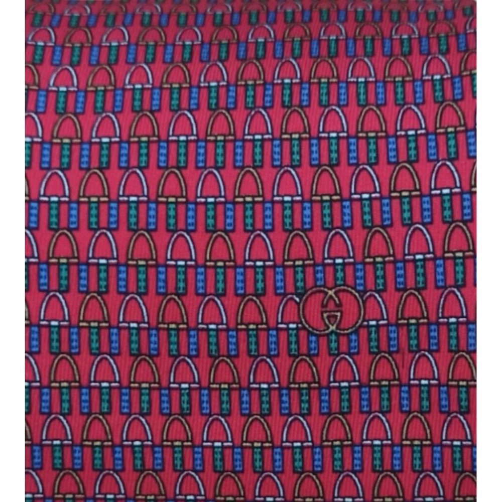 GUCCI Red Equestrian Logo Silk Tie ITALY 57"/ 3.4" EC - Picture 4 of 12